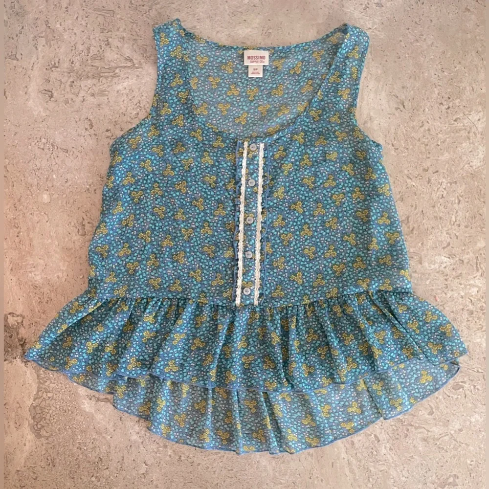 MOSSIMO Ditzy Floral Ruffled Tank - Picture 1 of 4